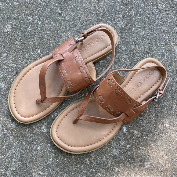 Coach | Stacey Brown Slingback Thong Sandals 7 - Picture 2 of 6